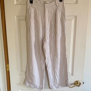 Abercrombie & Fitch Light Khaki and White Striped Pants